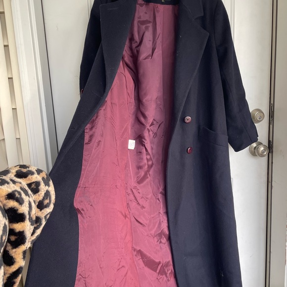 Vintage Kristen Blake Blue 100% Wool Full Length Duster Peacoat Overcoat size 8 - Picture 7 of 13